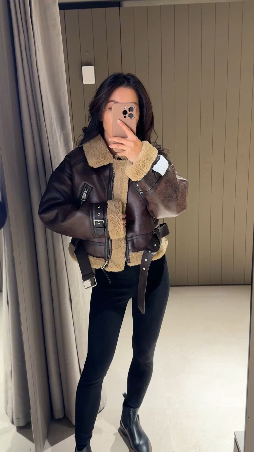 Zara winter try on

• Zara faux leather shearling lined moto jacket XS, oversized shorter fit , thicker warm weight 

• Caslon Chelsea boots size 5

• leggings XS short I size up 

Petite friendly winter outfit, winter coat, ankle boots

#LTKSeasonal