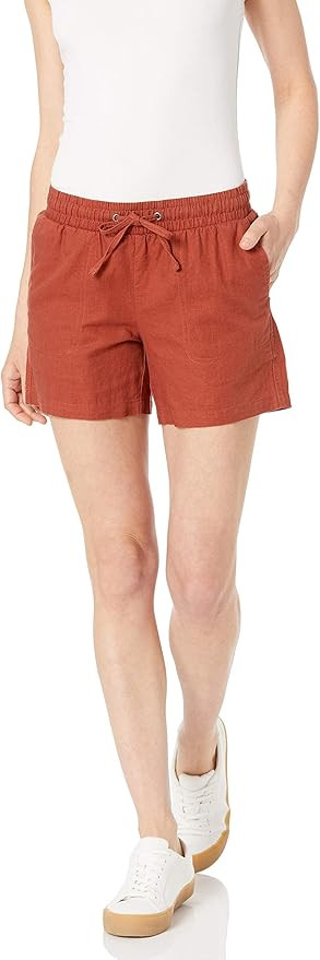 Amazon Essentials Women's 5" Inseam Drawstring Elastic Waist Linen Blend Summer Shorts | Amazon (US)