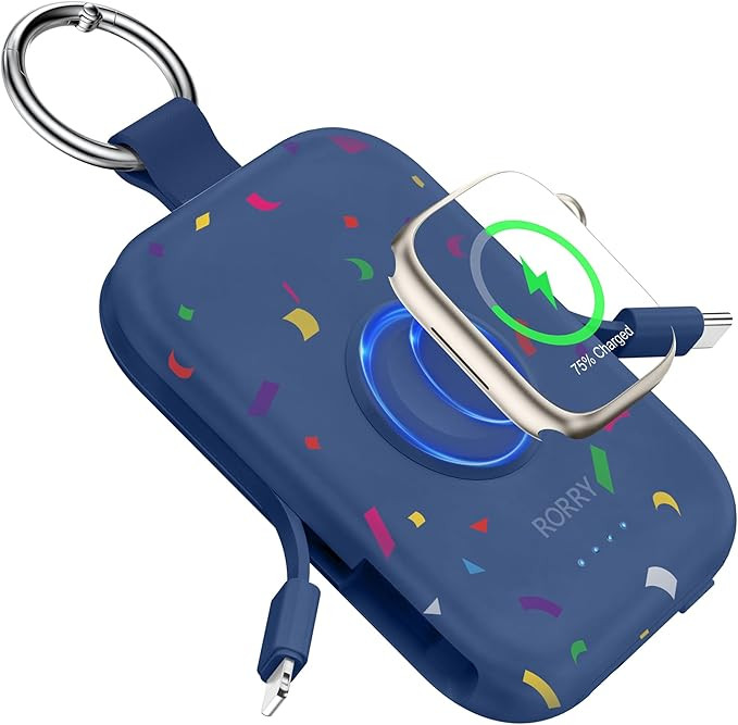 RORRY Portable Charger, 5000mAh Portable Charger Power Bank with Built-in Cables, Travel Keychain... | Amazon (US)