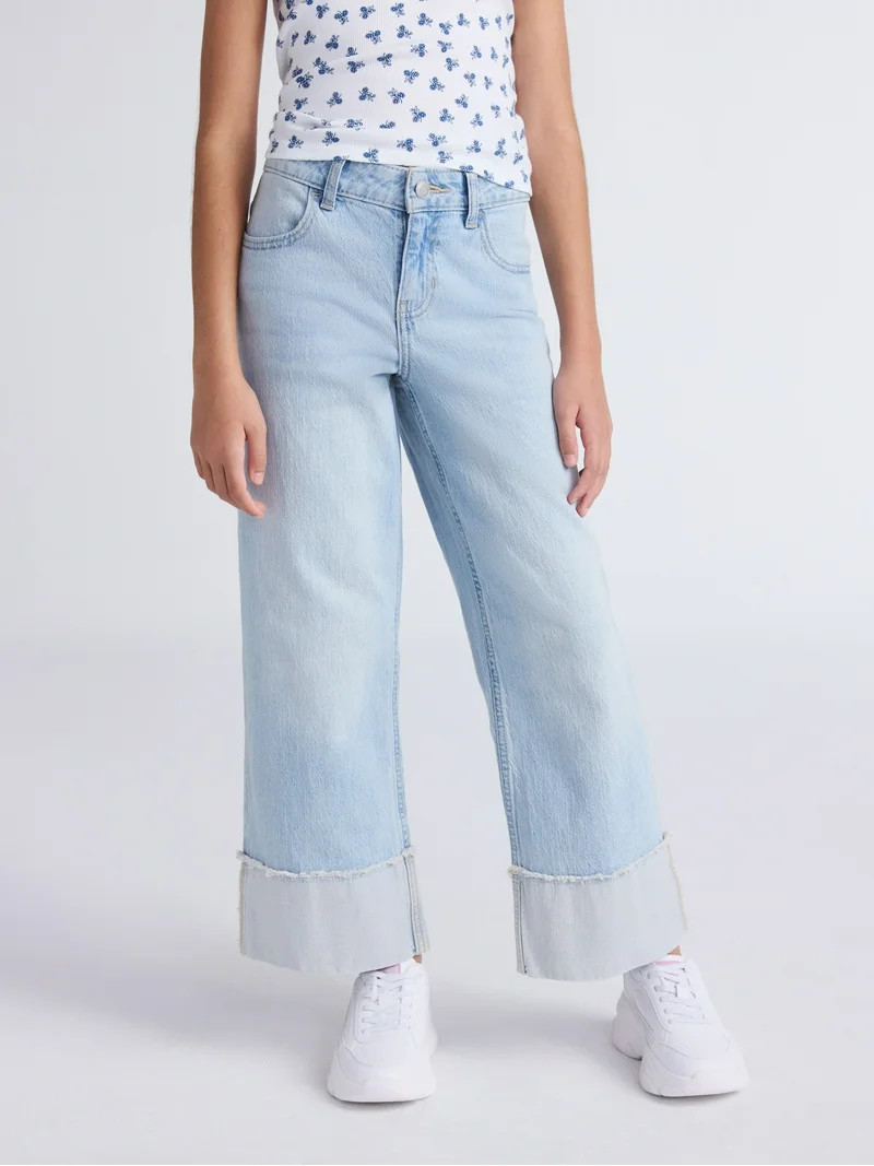 Weekend Academy Girls Cuffed Hem Jeans, Sizes 5-18 | Walmart (US)