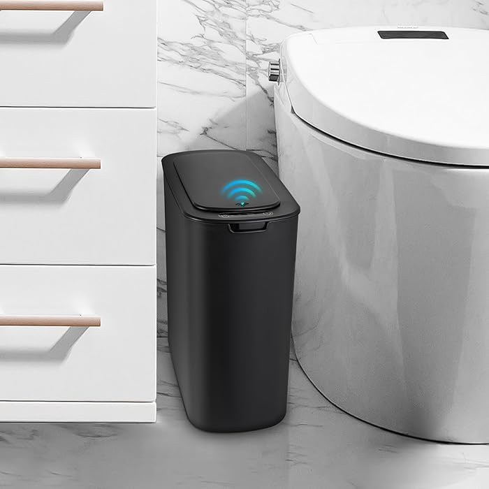 Cesun Automatic Motion Sensor Black Bathroom Trash Can with Lid, 2.6 Gallon Touchless Trash Bin, ... | Amazon (US)