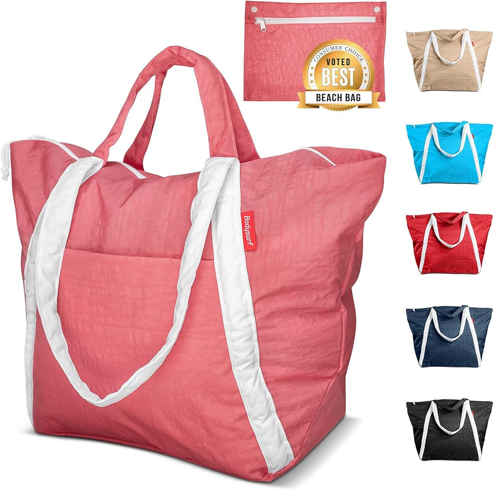 Bodysurf Beach Bags Waterproof Sandproof - Packable Foldable Nylon Zipper Tote Bag for Travel Lig... | Amazon (US)