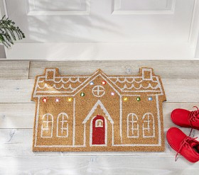 Light-Up House Christmas Doormat | Pottery Barn Kids