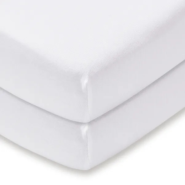 Pack of 2 White 100% Cotton Jersey Cot Bed Fitted Sheets | Dunelm (migrated)