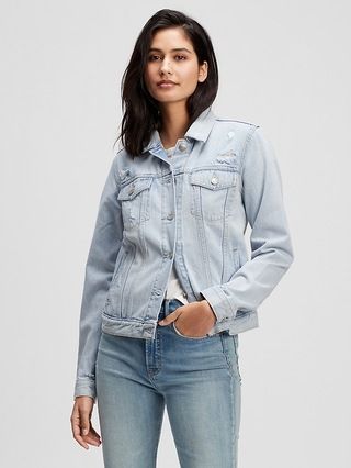 Distressed Icon Denim Jacket With Washwell&#x26;#153 | Gap Factory