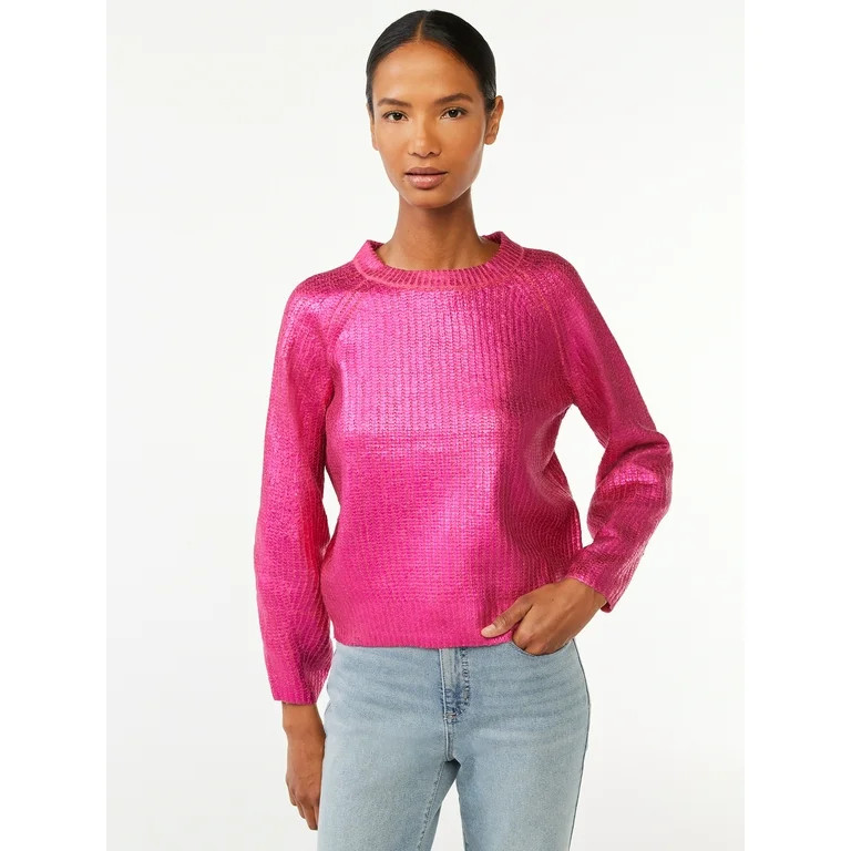 Scoop Women's Metallic Foil Sweater - Walmart.com | Walmart (US)