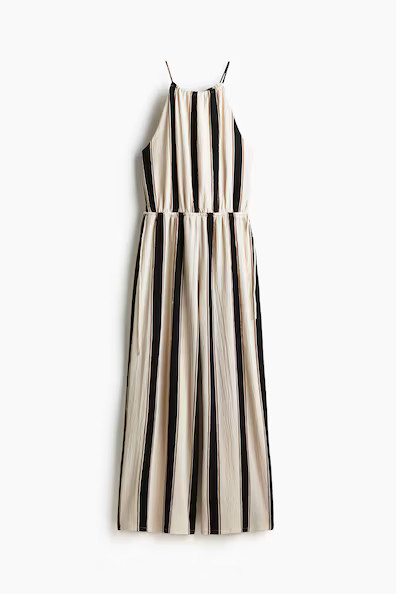 H & M - Textured Jersey Jumpsuit - Beige | H&M (US + CA)