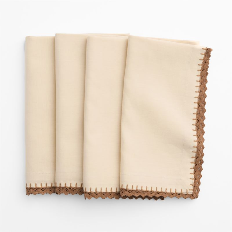 Crochet Lace Linen Cotton Dinner Napkin, Set of 4 | Crate & Barrel