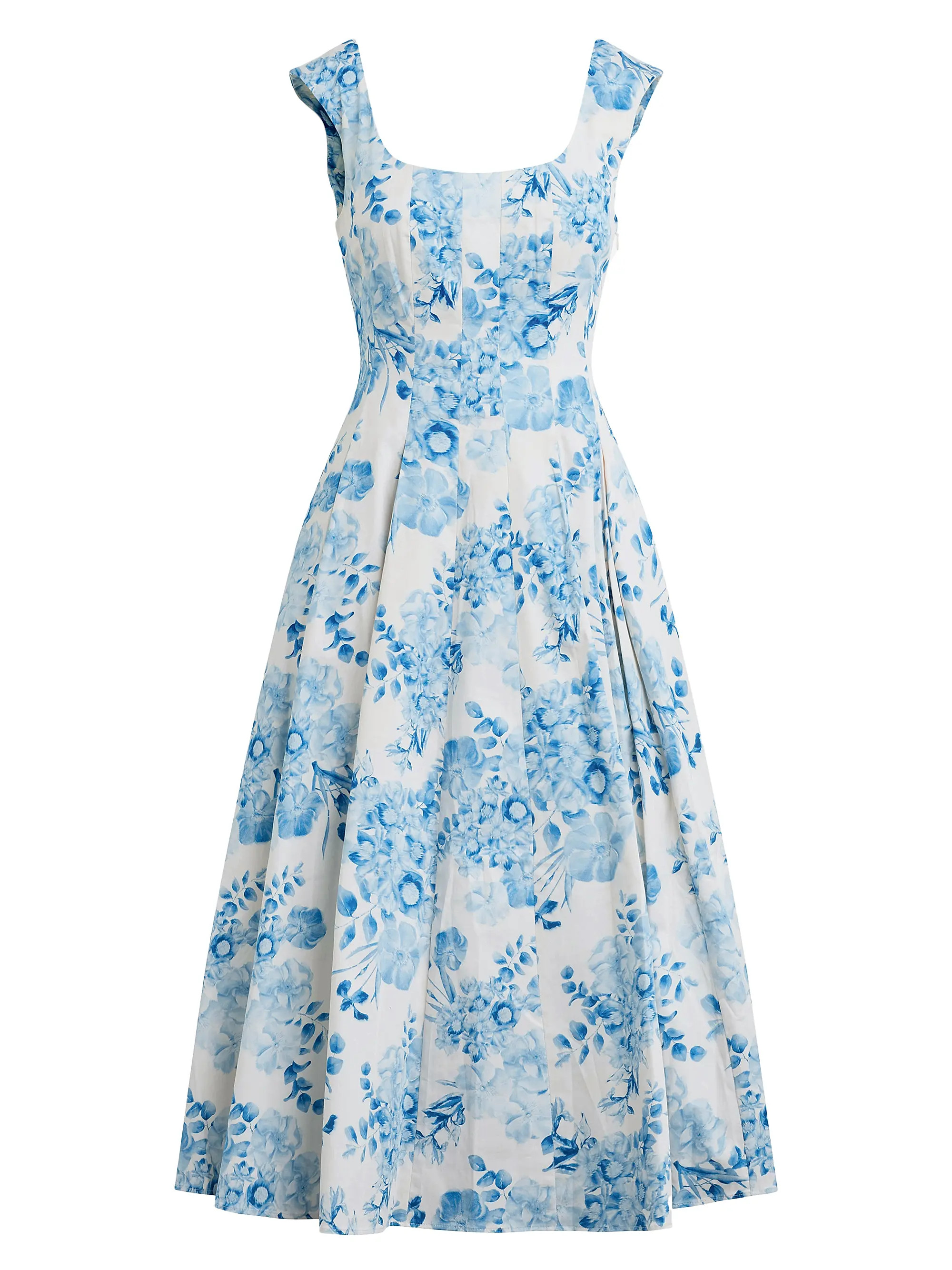 Favorite Daughter The Muse Pleated Floral Stretch-Cotton Midi-Dress | Saks Fifth Avenue | Saks Fifth Avenue