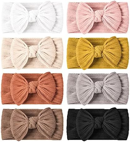 Handmade Baby Headbands Stretchy Nylon Headband with Bows for Newborn Infant Baby Toddler Girls- ... | Amazon (US)