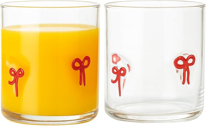 Khen 2 Pack Coquette Bow Icon Juice Glass Coquette Bow Aesthetic Cup 15 ounce Double Old Fashione... | Amazon (US)