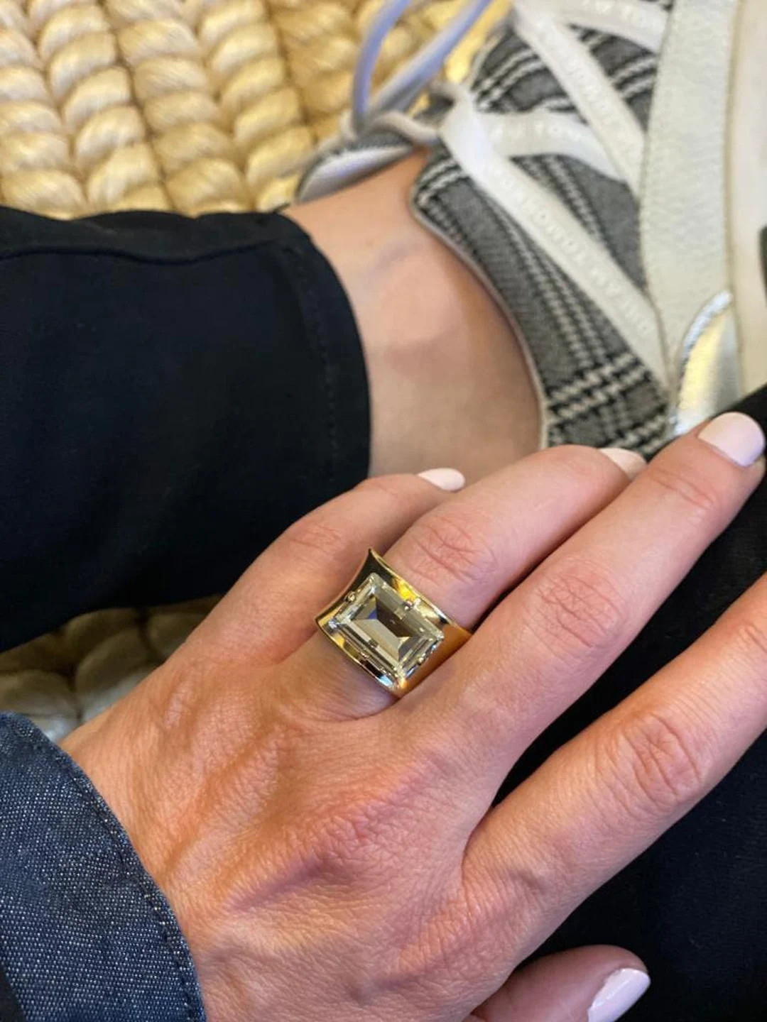 Chunky Rings for Women Emerald Cut Ring Swarovski Stone - Etsy | Etsy (US)