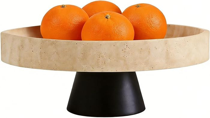 Large Decorative Fruit Bowl,Modern Travertine Key Bowl for Entryway Table,Pedestal Bowl for Dinin... | Amazon (US)