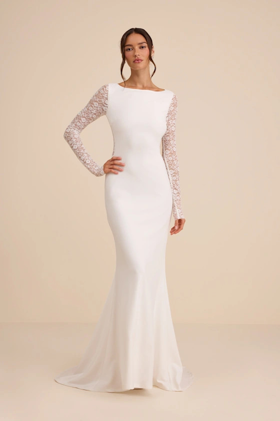 Brooks White Lace Boat Neck Mermaid Maxi Dress | Lulus