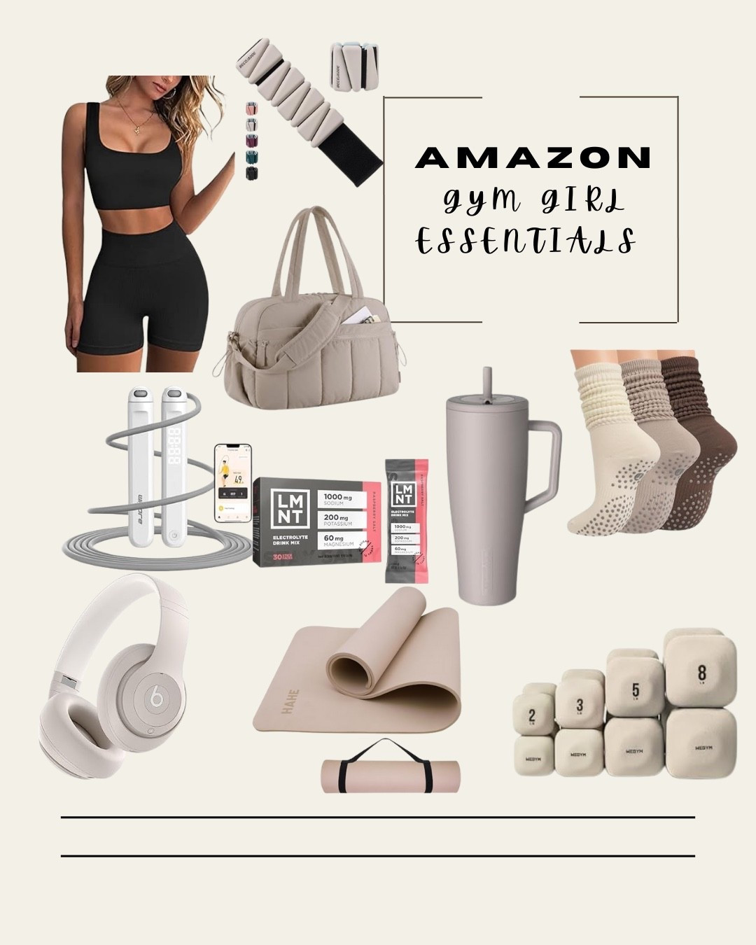 Amazon gym girl essentials 🤍 Everything I actually keep in my gym bag or reach for on busy days. Comfy matching sets, a supportive bag that fits everything, hydration must-haves, and the little extras that make workouts feel more put together. Neutral, practical, and easy to throw on whether you’re heading to the gym or running errands after.

#ltkfinds
#ltkfitness
#gymessentials
#amazonfitness
#gymgirlvibes
#workoutmusthaves
#neutralstyle
#athleisurewear

#LTKActive