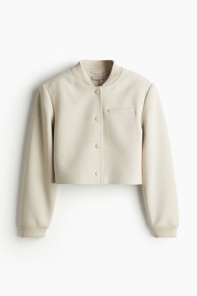 Short Jacket with Shoulder Pads - Light beige - Ladies | H&M US | H&M (US + CA)