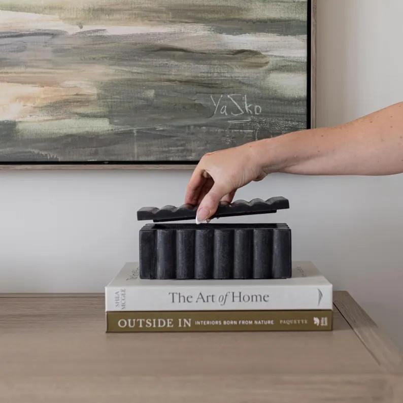 Black Marble Fluted Box - Etsy | Etsy (US)