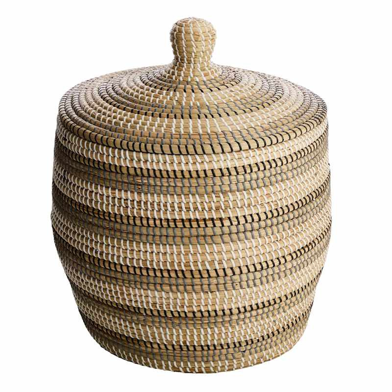 Round Seagrass Basket with Lid, Large | At Home