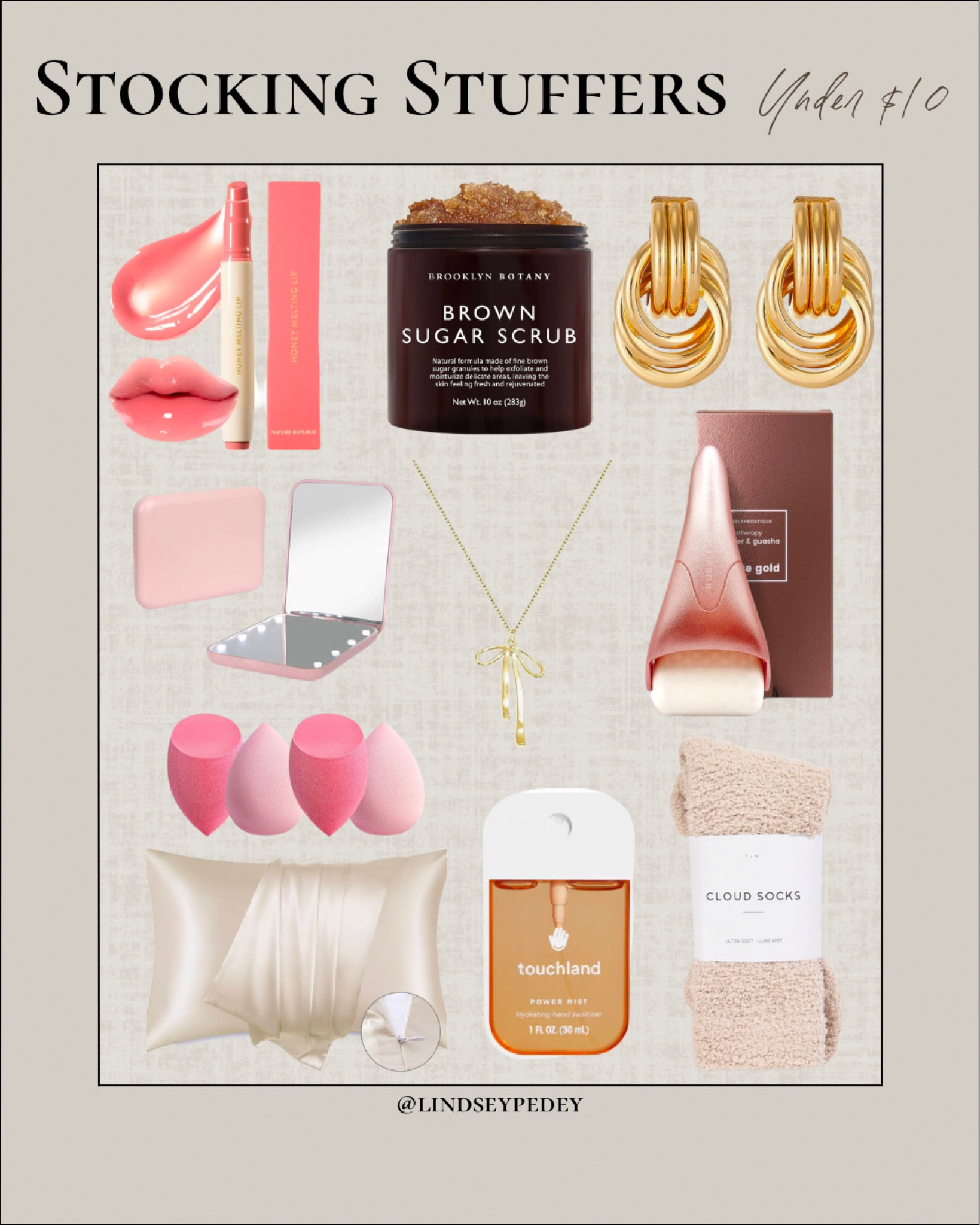 STOCKING STUFFERS- Under $10

Rounded up some last minute options for stocking stuffers for her! 

Lipgloss, sugar scrub, hand sanitizer, satin pillow case, little mirror, ice roller, gold earrings, now necklace, cozy socks 



#LTKGiftGuide #LTKHoliday #LTKBeauty