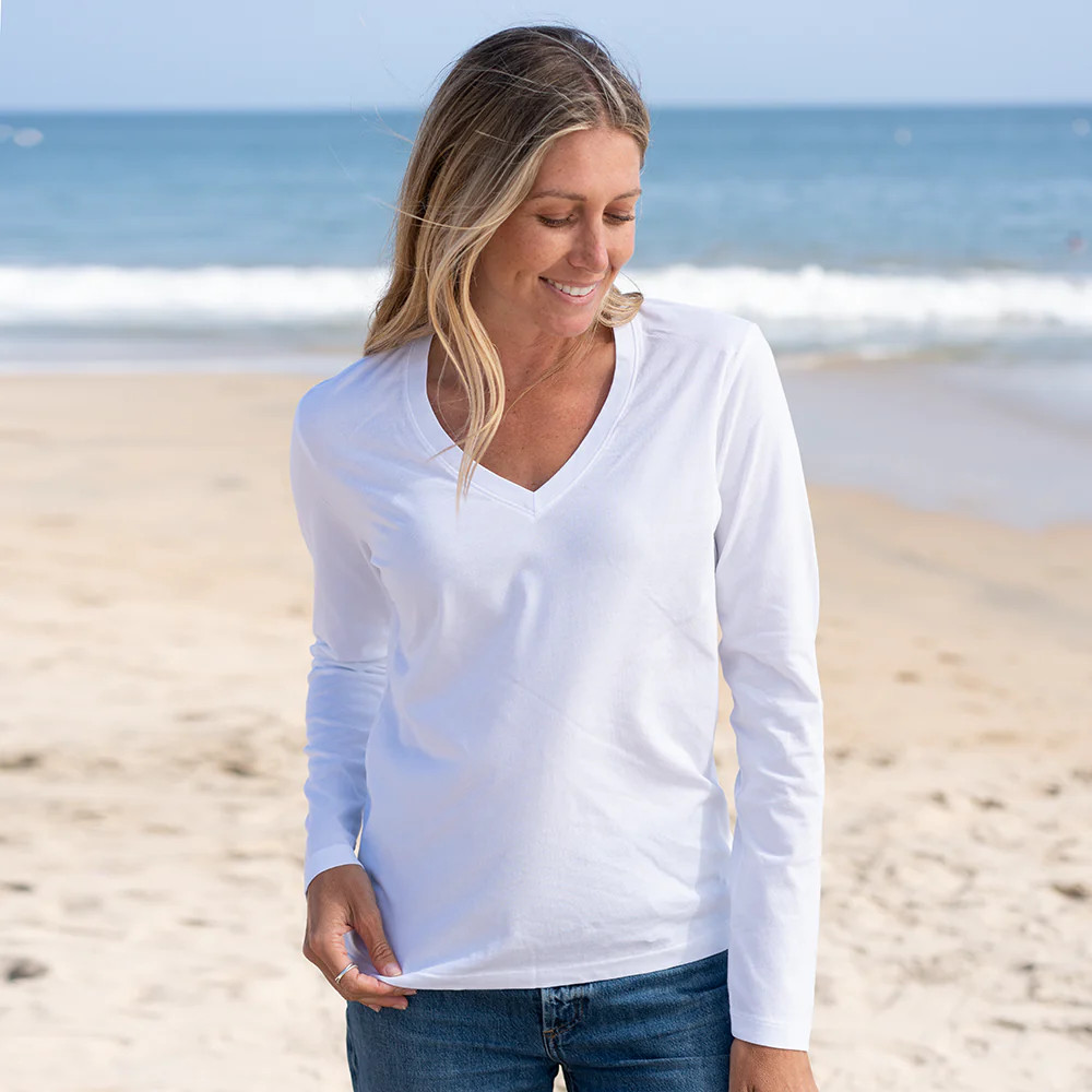 Womens Long Sleeve V-neck | The Classic T Shirt Company