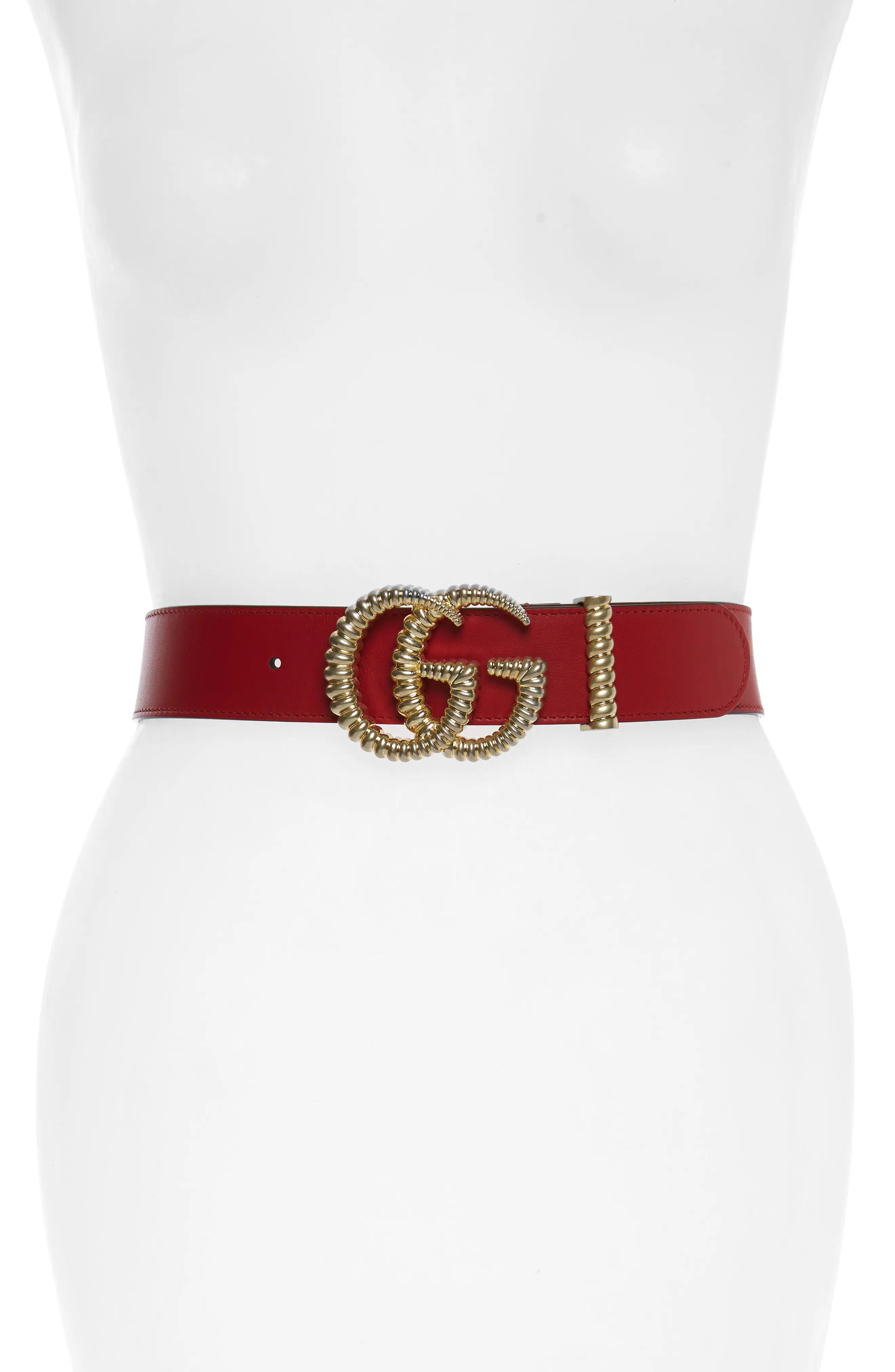 Gucci Textured GG Logo Leather Belt | Nordstrom