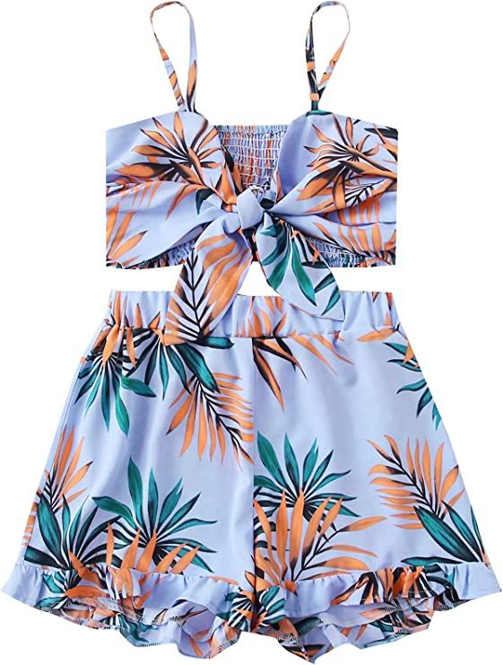 SweatyRocks Women's 2 Piece Casual Summer Sleeveless Crop Top Camisole with Shorts | Amazon (US)