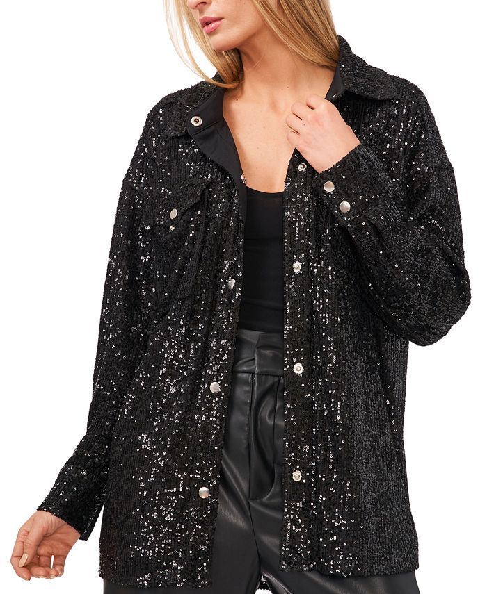 Riley & Rae Sequin Shirt Jacket & Reviews - Jackets & Blazers - Women - Macy's | Macys (US)