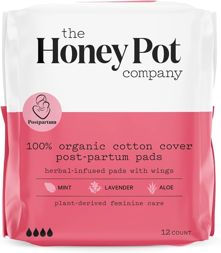 The Honey Pot Company - Herbal Postpartum Pads w/Wings - Infused w/Essential Oils for Cooling Eff... | Amazon (US)