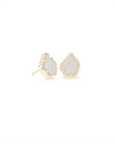 Tessa Gold Stud Earrings in Iridescent Drusy | Kendra Scott