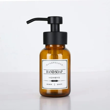 Thick Amber Glass Hand Soap Dispenser Refillable Foaming Soap Dispensing Bottle -Matte Black Stainle | Walmart (US)