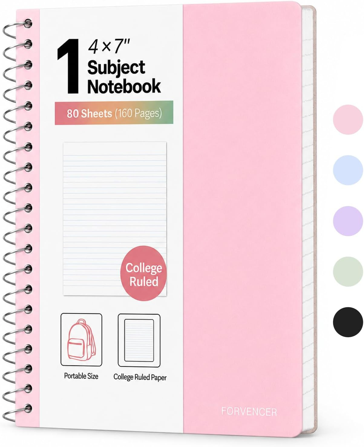 Forvencer Spiral Notebook, Mini 1 Subject Notebook 4" x 7" College Ruled | Amazon (US)