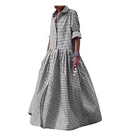 chouyatou Women's Retro Plaid Button Down Maxi Shirt Dress Long Sleeve Button Up Gingham Swing Lo... | Amazon (US)