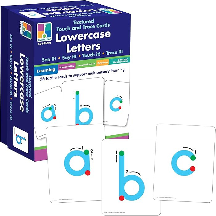 Key Education 26-Piece Textured Touch and Trace Cards Lowercase Letters, Color-Coded Letter Traci... | Amazon (US)