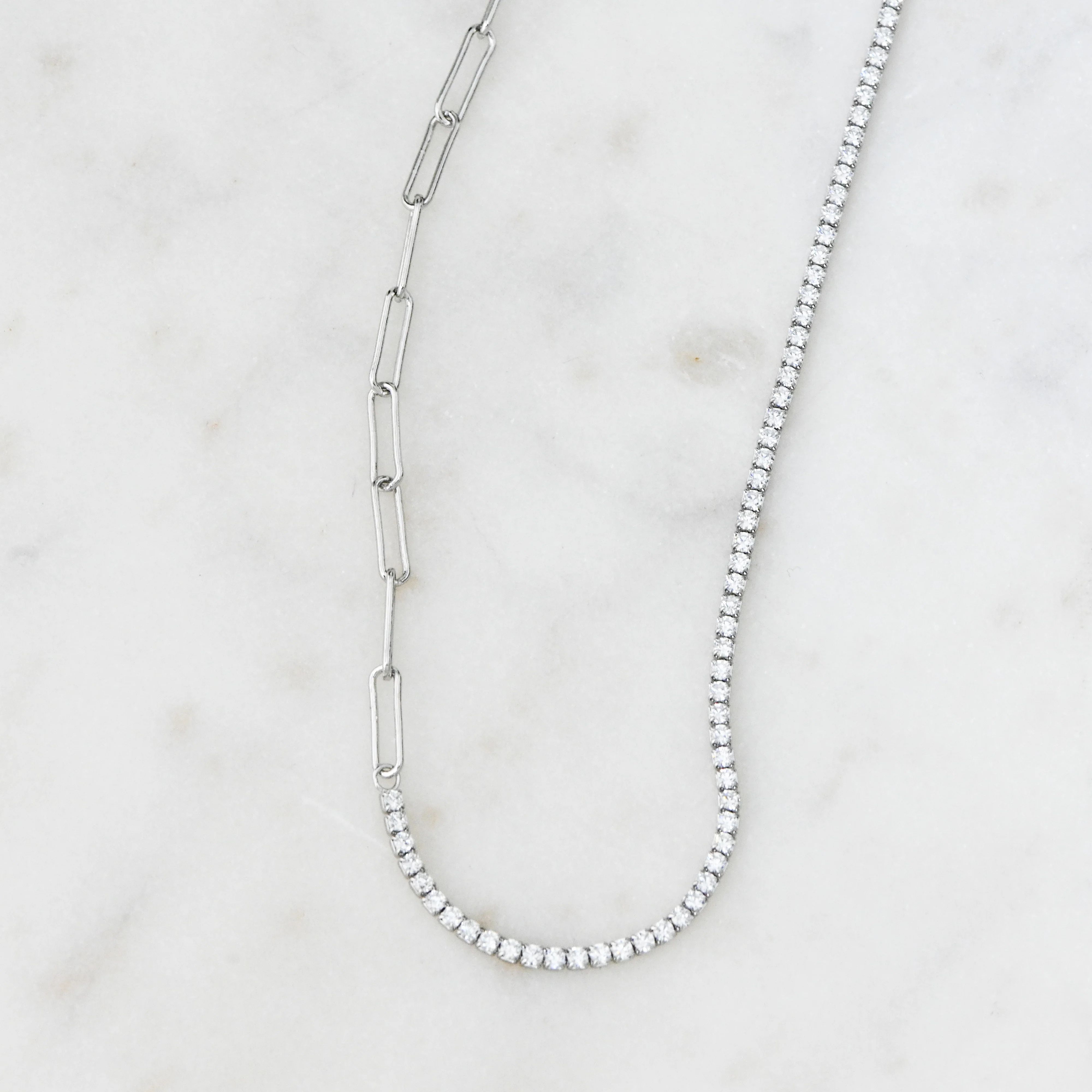 Tennis and Paperclip Necklace | Sami Jewels