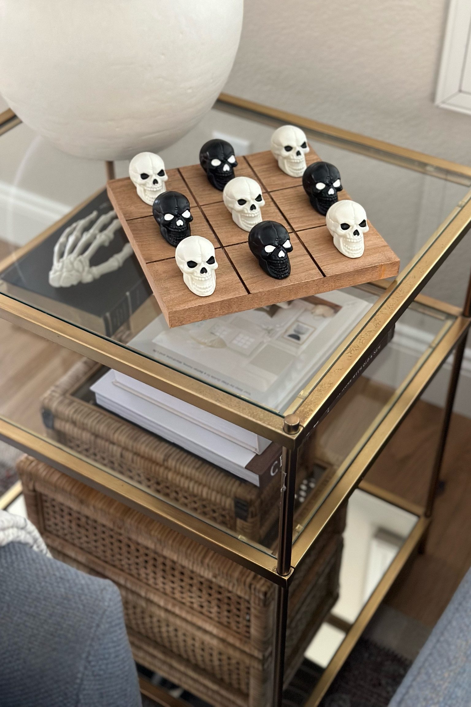 Skull tic tac toe, Halloween decor, mini skulls.

#LTKhome #LTKHalloween