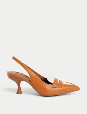 Leather Kitten Heel Pointed Slingback Shoes | M&S Collection | M&S | Marks & Spencer (UK)