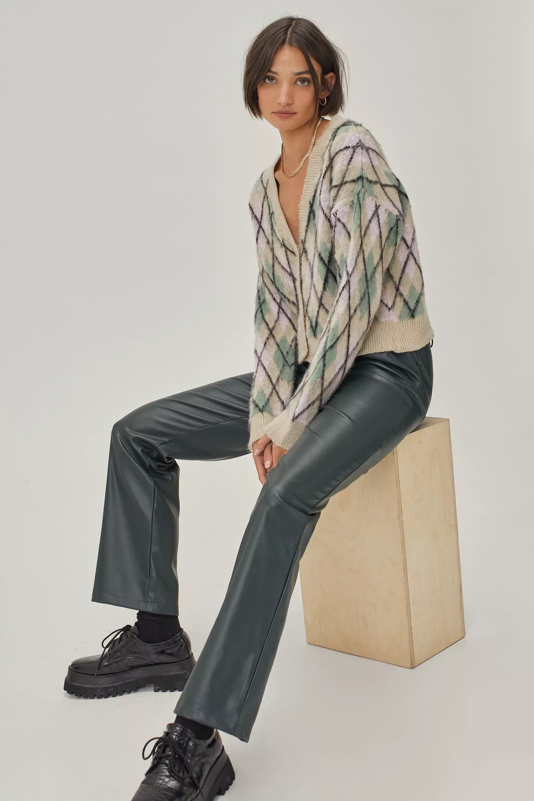 Faux Leather Straight Leg Tailored Pants | Nasty Gal (US)