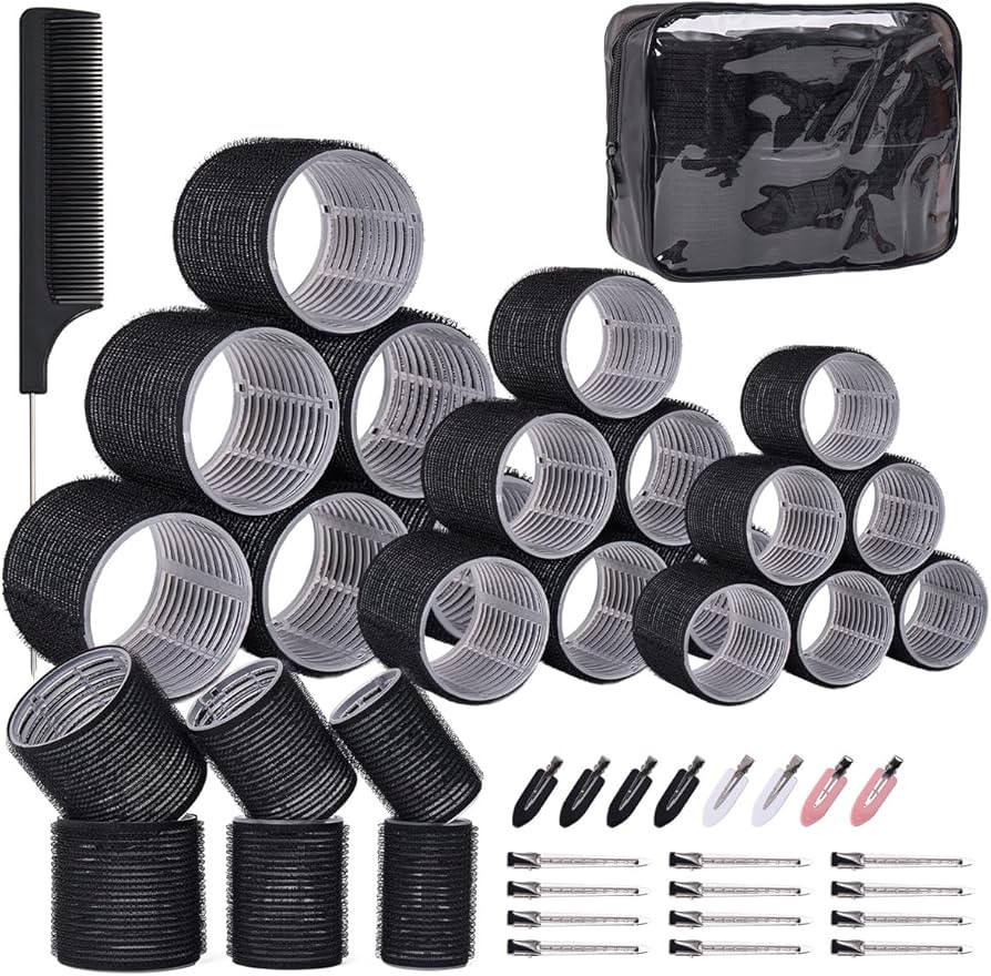 Hair Rollers Set 40 PCS, Hair Roller For Long & Short Hair, Velcro Hair rollers, Rollers hair cur... | Amazon (UK)
