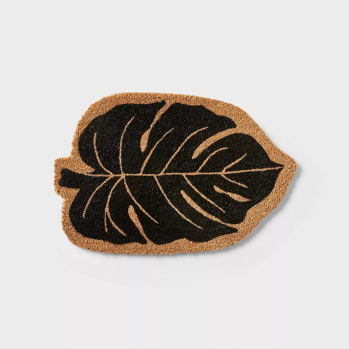 Hilton Carter for Target 1'7"x2'6" Monstera Leaf Oval Outdoor Door Mat Black | Target