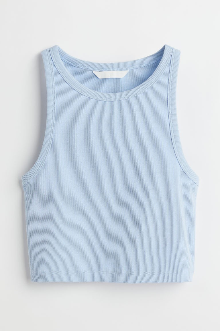 H & M - Crop Tank Top - Blue | H&M (US + CA)
