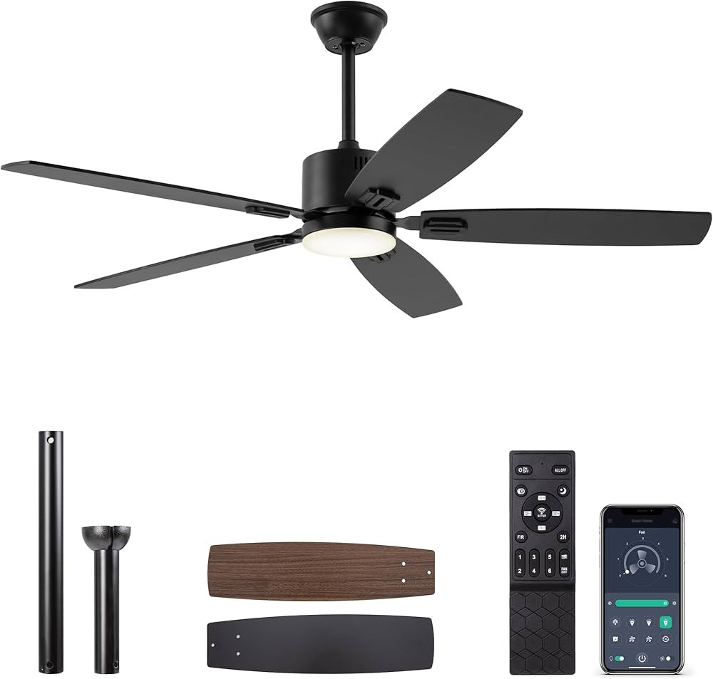 SUNMORY 52" Ceiling Fans with Lights, Smart Ceiling Fan with APP and Remote Control, Reversible D... | Amazon (US)