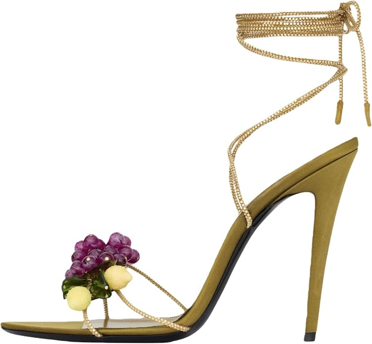 Rhinestone Lace Up High Heel Sandals for Women Satin Strappy Crisscross Open Pointed Toe Stiletto... | Amazon (US)