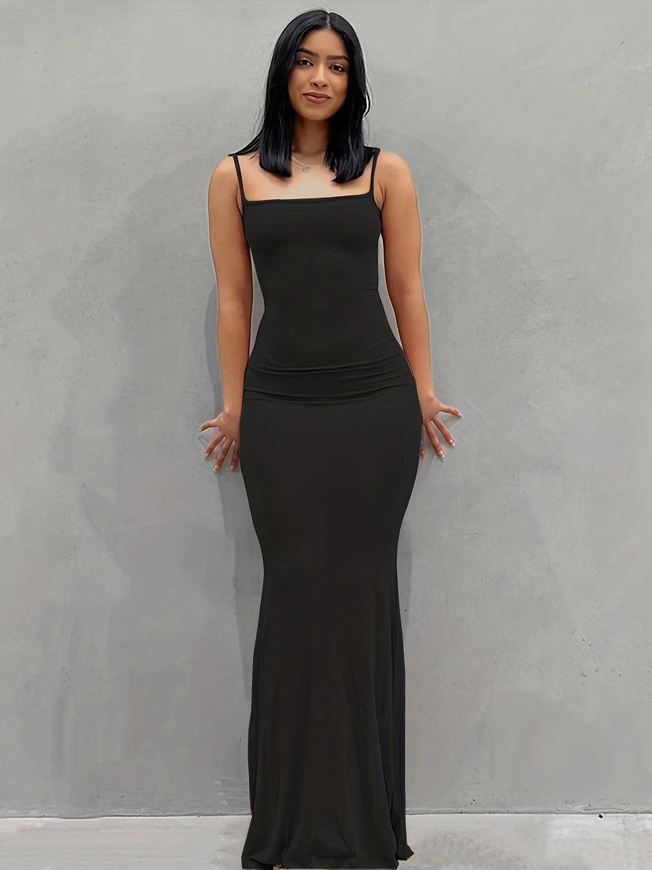 Plus Size Sexy Summer Dress, Women's Plus Plain Medium Stretch Maxi Slim Fit Cami Dress | Temu Affiliate Program