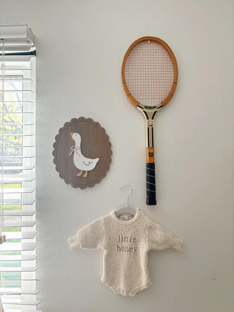 Vintage Wooden Tennis Racket Wall Decor  | Neutral Nursery Decor | Sports Wall Art | Vintage Spor... | Etsy (Global)