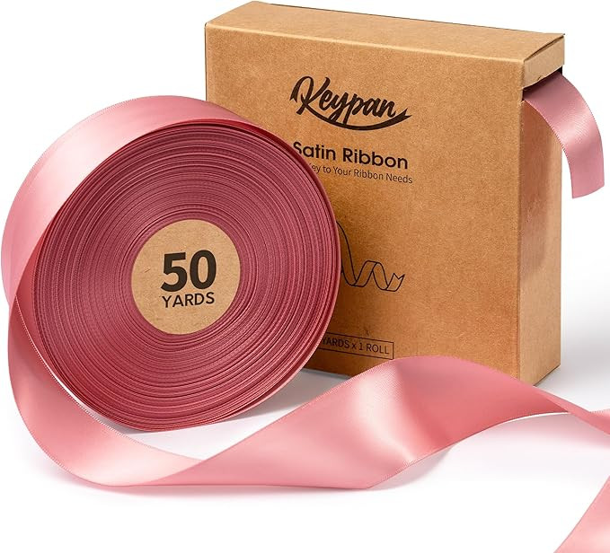 Pink Satin Ribbon 1-1/2 Inch x 50 Yards Double-Faced Valentines Ribbons for Flower Bouquet Gift W... | Amazon (US)