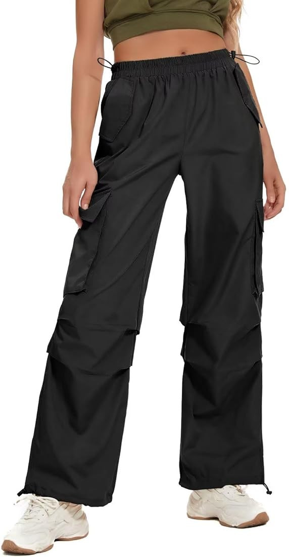 High Waisted Cargo Pants Women Wide Leg Parachute Pants for Women with Pockets Baggy Y2k Pants Hi... | Amazon (US)
