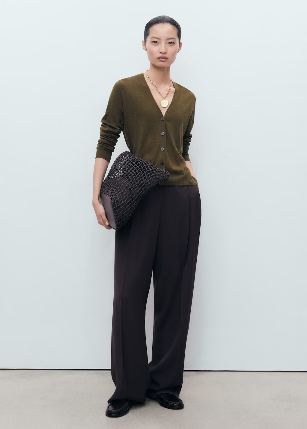 V-neck knitted cardigan khaki - Woman - L - MANGO | MANGO (UK)