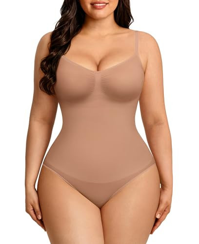 FeelinGirl Shapewear Tummy Control Bodysuit Seamless Body Shaper Shapewear Bodysuit for Women Brown XS/S | Amazon (US)