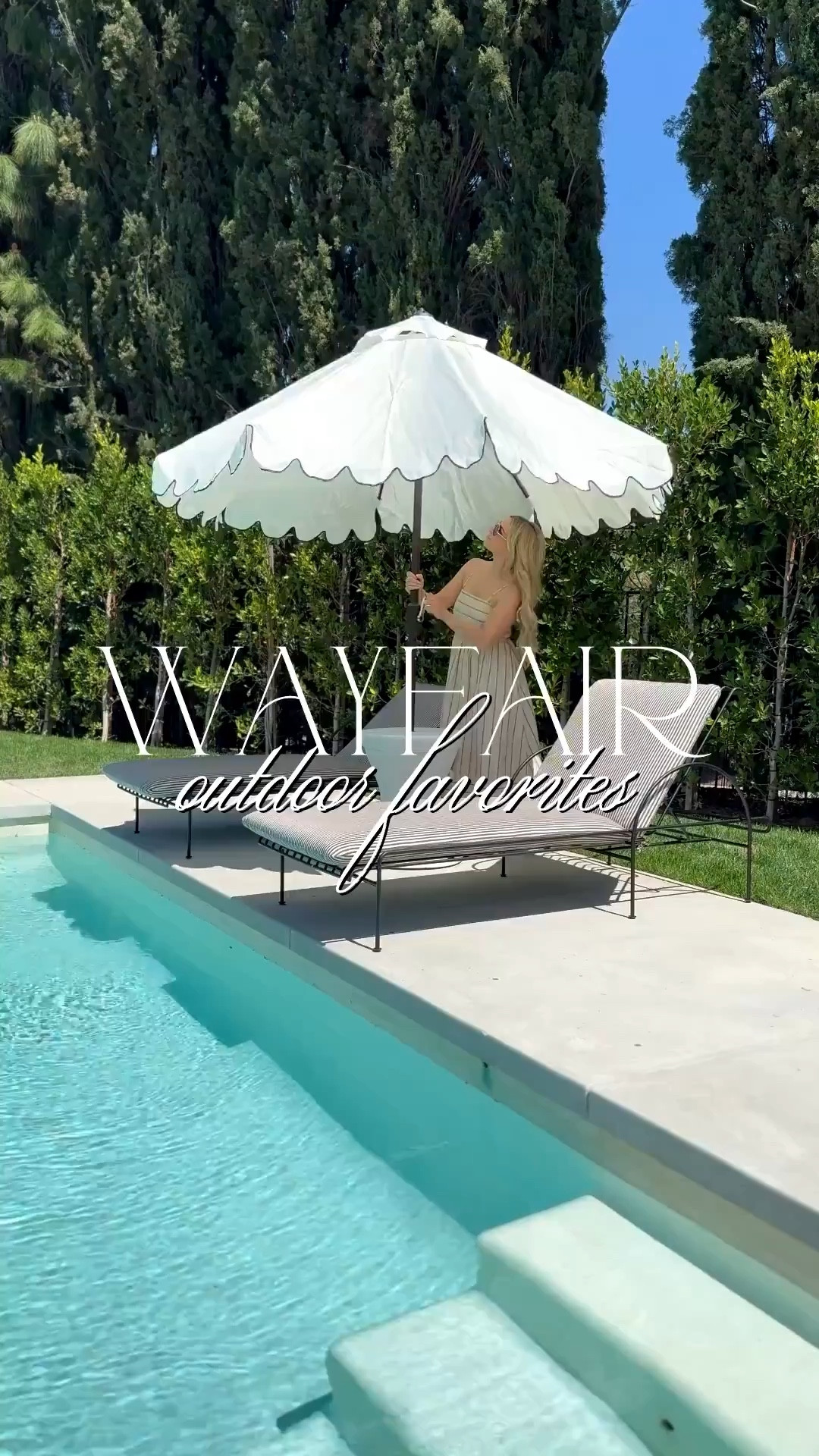 Wayfair outdoor favorites! Including our outdoor umbrella, wicker dining chairs, solar lights, outdoor lanterns, coffee and side tables, and more! #WayfairPartner #Wayfair #ad @Wayfair 

#LTKvlog #LTKSeasonal #LTKHome