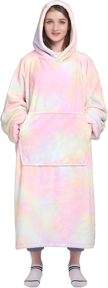Waitu Wearable Blanket Sweatshirt Gifts for Women and Men, Warm and Cozy Rainbow Blanket Hoodie, ... | Amazon (US)